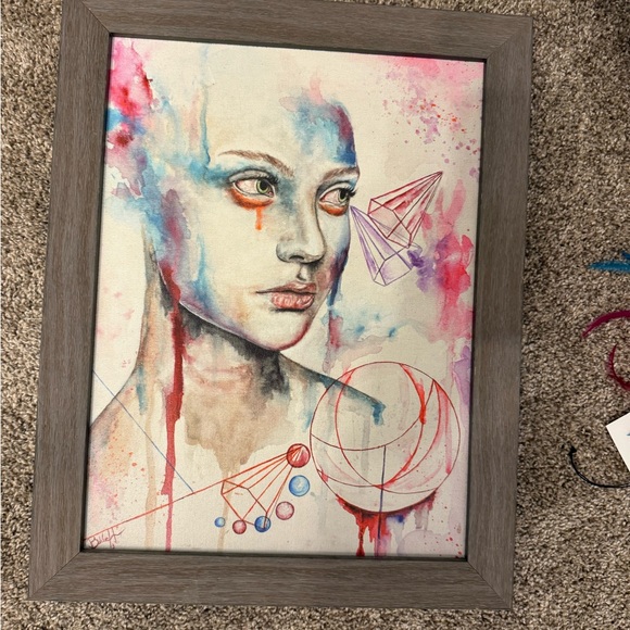 SAACHI Pink and Blue Abstract Painting
